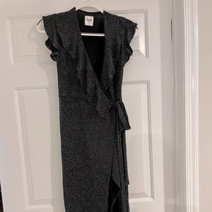 Tach glittery wrap dress